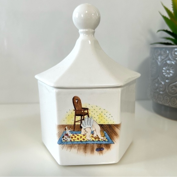 Set of 3 Vintage 1980 Octagon shape canister jars with lids - Picture 4 of 7